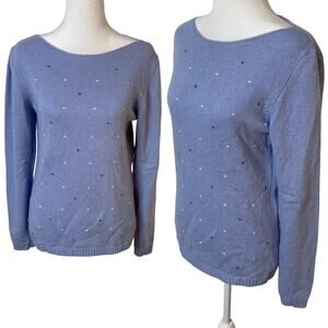 Bendetta Sweater Boat Neck Merino Wool Made In Italy Blue Womens Small